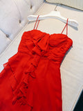 Flytonn-back to school outfits Sexy Sheath Straps Red Short Chiffon Homecoming Dresses 18th Birthday Outfit C2183