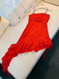 Flytonn-back to school outfits Sexy Sheath Straps Red Short Chiffon Homecoming Dresses 18th Birthday Outfit C2183