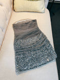 Flytonn-back to school outfits Modest Sheath Strapless Gray Sequin Short Homecoming Dresses Birthday Outfits C2215