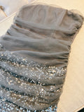 Flytonn-back to school outfits Modest Sheath Strapless Gray Sequin Short Homecoming Dresses Birthday Outfits C2215