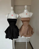 Flytonn-back to school outfits Sexy A line Spaghetti Straps Silk Satin Short Birthday Outfits Homecoming Dresses C2615