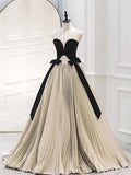 Flytonn-Cyber Monday Christmas party outfits Pretty Ball Gown Strapless Tulle Layers Long Champagne Ruffles Prom Dresses Sweet 16 Dresses With Gloves C3220