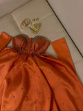 Flytonn-Cyber Monday Christmas party outfits Classy A line Sweetheart Long Sleeves Orange Long Satin Party Dress Prom Dresses Evening Dress C3275