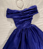 Flytonn-Cyber Monday Christmas party outfits Sexy A line Off The Shoulder Navy Blue Prom Dress With Pleated Long Satin Prom Dresses Party Dress C3297