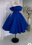 Flytonn-back to school outfits Sexy Ball Gown Off The Shoulder Satin Royal Blue Short Homecoming Dress Birthday Dresses C3323