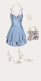 Flytonn-back to school outfits Simple A line Straps Short Blue Homecoming Dress 20th Birthday Outfits C633