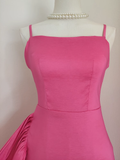 Flytonn-Valentines Gift party dress Sexy Sheath Spaghetti Straps Hot Pink Satin Dinner Party Dresses Birthday Outfits Fly394