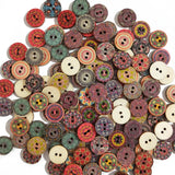 FLYTONN-15-25mm 50pcs Retro Wooden Buttons 2 Holes for Handwork Sewing Scrapbook Clothing Button DIY Crafts Accessories Gift Card Decor