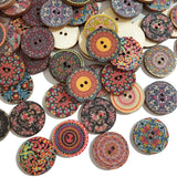 FLYTONN-15-25mm 50pcs Retro Wooden Buttons 2 Holes for Handwork Sewing Scrapbook Clothing Button DIY Crafts Accessories Gift Card Decor