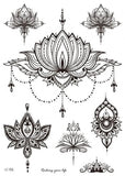 Flytonn- Women Waterproof Temporary Tattoo Sticker Mandala Flower Tattoos Rose Peonies Body Art Water Transfer Clavicle Temporary Tattoo