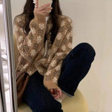 Flytonn-Cashmere knit cardigan women round neck soft waxy sweater coat spring and autumn retro loose top Korean sweater outside