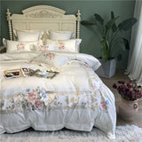 FLYTONN-1000TC Egyptian Cotton Luxury Embroidery White Bedding Set Queen King size Super King Duvet Cover Bed sheet set parure de lit
