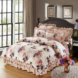 FLYTONN Cotton Soft Bedclothes Queen King size Bedding Sets Quilted Thick Bed spread Duvet Cover Bed Sheet set Pillowcase 4/6Pcs
