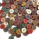 FLYTONN-15-25mm 50pcs Retro Wooden Buttons 2 Holes for Handwork Sewing Scrapbook Clothing Button DIY Crafts Accessories Gift Card Decor