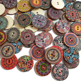 FLYTONN-15-25mm 50pcs Retro Wooden Buttons 2 Holes for Handwork Sewing Scrapbook Clothing Button DIY Crafts Accessories Gift Card Decor