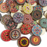 FLYTONN-15-25mm 50pcs Retro Wooden Buttons 2 Holes for Handwork Sewing Scrapbook Clothing Button DIY Crafts Accessories Gift Card Decor