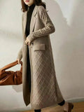 Flytonn-Cashmere cardigan female hemp add thick long sweater autumn winter new fund languid lazy loose sweater coat