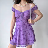 FLYTONN-spring summer dress Vacation photography outfits Purple Rose A-line Dress ~