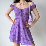 FLYTONN-spring summer dress Vacation photography outfits Purple Rose A-line Dress ~