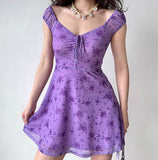 FLYTONN-spring summer dress Vacation photography outfits Purple Rose A-line Dress ~