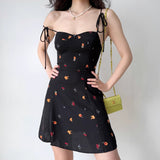 FLYTONN-spring summer dress Vacation photography outfits Fruit Platter Strappy Dress