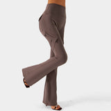 avant garde dress to impress New Wide-Leg Pants Tight Nude Hip Lifting Overalls Flared Pants High Waist Micro-Pull Yoga Trousers