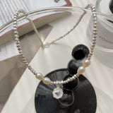 FLYTONN-real shot of light luxury niche design high-end freshwater pearl clavicle necklace love round brand gravel necklace for women