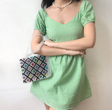 FLYTONN-spring summer dress Vacation photography outfits Delilah Gingham Puff Dress ~