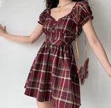 FLYTONN-spring summer dress Vacation photography outfits Zandria Plaid Bustier Dress ~