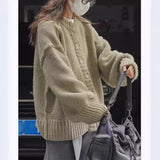 fall outfits women Autumn and Winter New Korean Style round Neck Lazy Style Crisp Sweater Cardigan Women's Casual Loose Soft Skin-Friendly Top