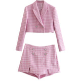 fall 2024 fashion trends Spring and Summer Women's New Houndstooth Texture Casual Short Suit Jacket + Shorts Suit