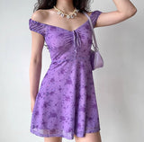 FLYTONN-spring summer dress Vacation photography outfits Purple Rose A-line Dress ~