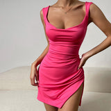 hoco dresses 2024 Women's Dress Backless Short Skirt Summer Sexy Low Cut Split Dress Women