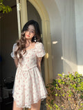 FLYTONN-spring summer dress Vacation photography outfits Vintage Tea Party Floral Dress ~ // Puff