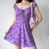 FLYTONN-spring summer dress Vacation photography outfits Purple Rose A-line Dress ~