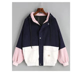 Flytonn-cute winter outfits casual winter outfits christmas outfit party look inspos Long Sleeve Cute Colors Combination Hooded Corduroy Jacket