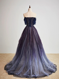 Flytonn-Cyber Monday Christmas party outfits Dark starry sky purple tulle long prom dress purple evening dress BD19