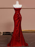 Flytonn-Cyber Monday Christmas party outfits Sexy Mermaid Burgundy Sequin Long Prom Dress B361