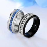 Flytonn-Single Row Diamond Titanium Steel Ring Men's Fashion Jewelry Wholesale