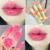 Flytonn 1pc Gradient Tube Mirror Water Lip Gloss Moisturizing Sexy Red Lip Tint Waterproof Liquid Lipstick Lip Makeup Korean Cosmetics