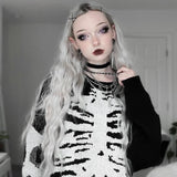 Flytonn-Halloween Outfits Halloween Gifts Gothic Style Gothic Aesthetic Skeleton Sweaters Grunge Punk Loose Black Women Winter Pullovers camisola feminina plus size