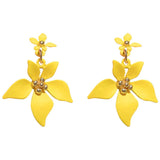 Flytonn-Elegant Blue Camellia Flower Stud Earrings Bohemian Floral Daisy Earrings Women Summer Beach Jewelry Birthday