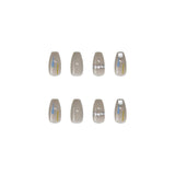 Flytonn- Gray Diamond Lovely Girl Nail Art Wearable Press On Fake Nails Tips 24pcs/box With Wearing Tools As Gift