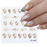 Flytonn Diamond Pearl Self Adhesive Stickers For Nail Gold Frame Abstract Geometric New 5D Creative Decals Nail Art Decoration LAZC-0447
