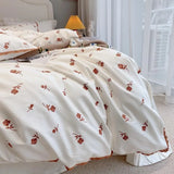 FLYTONN-Chic Embroidery Vintage Rose Flowers White Duvet Cover Set Double Queen King 4Pc 1000TC Cotton Brushed Soft Bed Sheet Pillowcase
