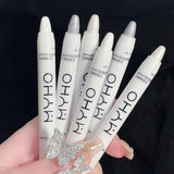 Flytonn- Pearlescent White Lying Silkworm Highlighter Pen Waterproof Pearl Sliver Brighten Eyes Glitter Matte Eyeshadow Stick Face Makeup