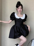FLYTONN-Popular A-line All-match Mini Lolita Dresses Women Preppy Style New Kawaii Peter Pan Collar Summer Korean Style Dress Female