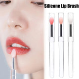 Flytonn- 3PCS Portable Silicone Lip Brush With Cover Soft Multifunctional Lip Balm Applicator Lipstick Lipgloss Eyeshadow Makeup Brushes