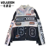 Flytonn-American motorcycle jackets Men's high street trend oversized loose racing jacket women jacket harajuku goth clothes