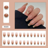 Flytonn- Simple False Nail 24pcs Wearable Removable Fake Nail French Style Finished Product With Wering Tools